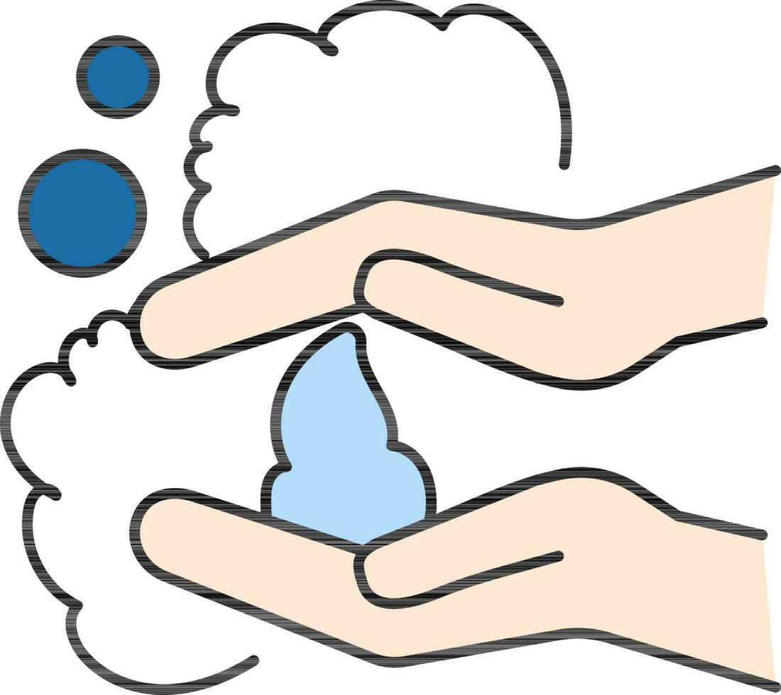 Vektor Illustration von Flüssigkeit Seife fallen auf Hand zum Waschen.