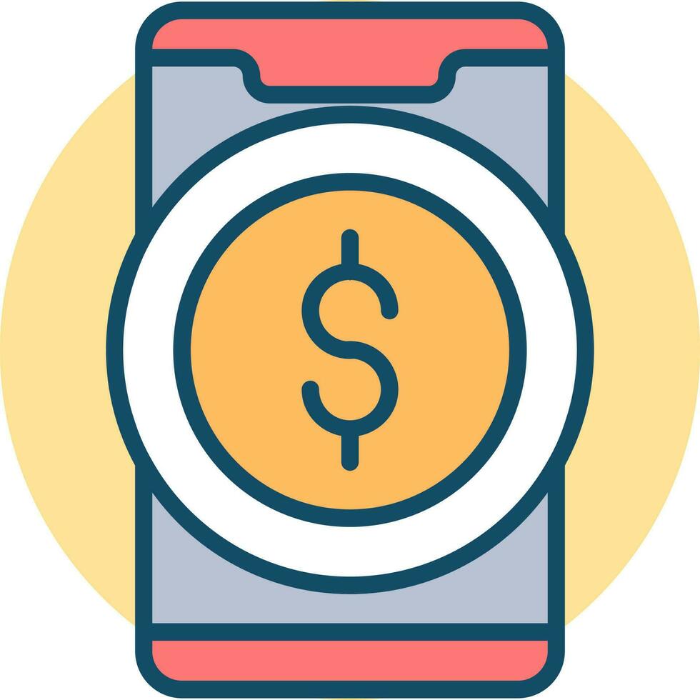 illustration av dollar pengar i mobil skärm ikon. vektor