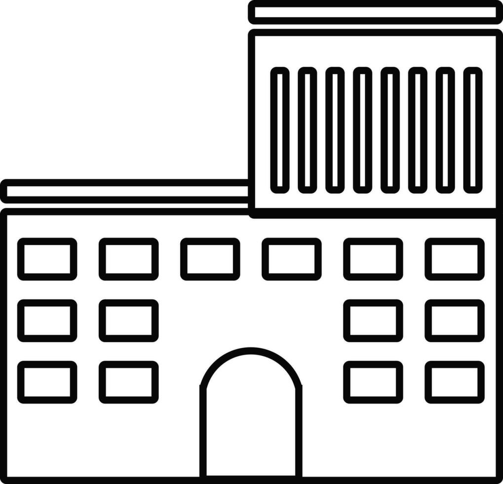 svart och vit byggnad i platt illustration. vektor