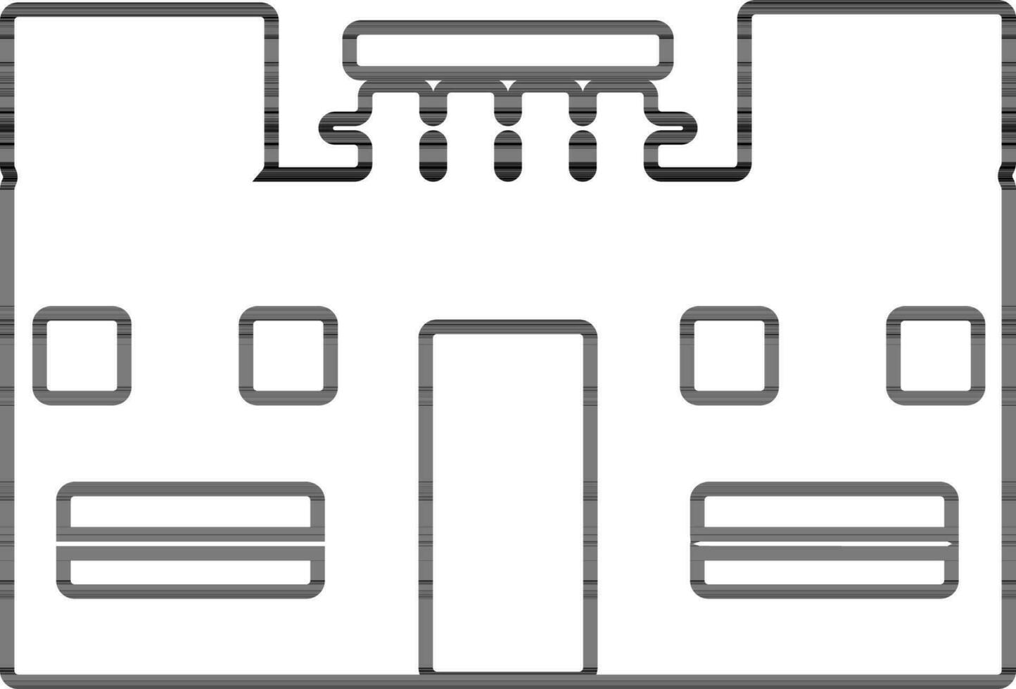 schwarz und Weiß Gebäude im eben Illustration. vektor