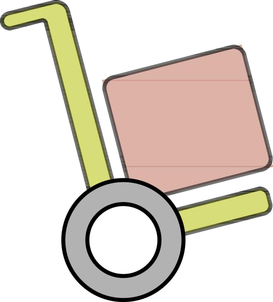 Illustration von Handwagen mit Karton Kasten. vektor