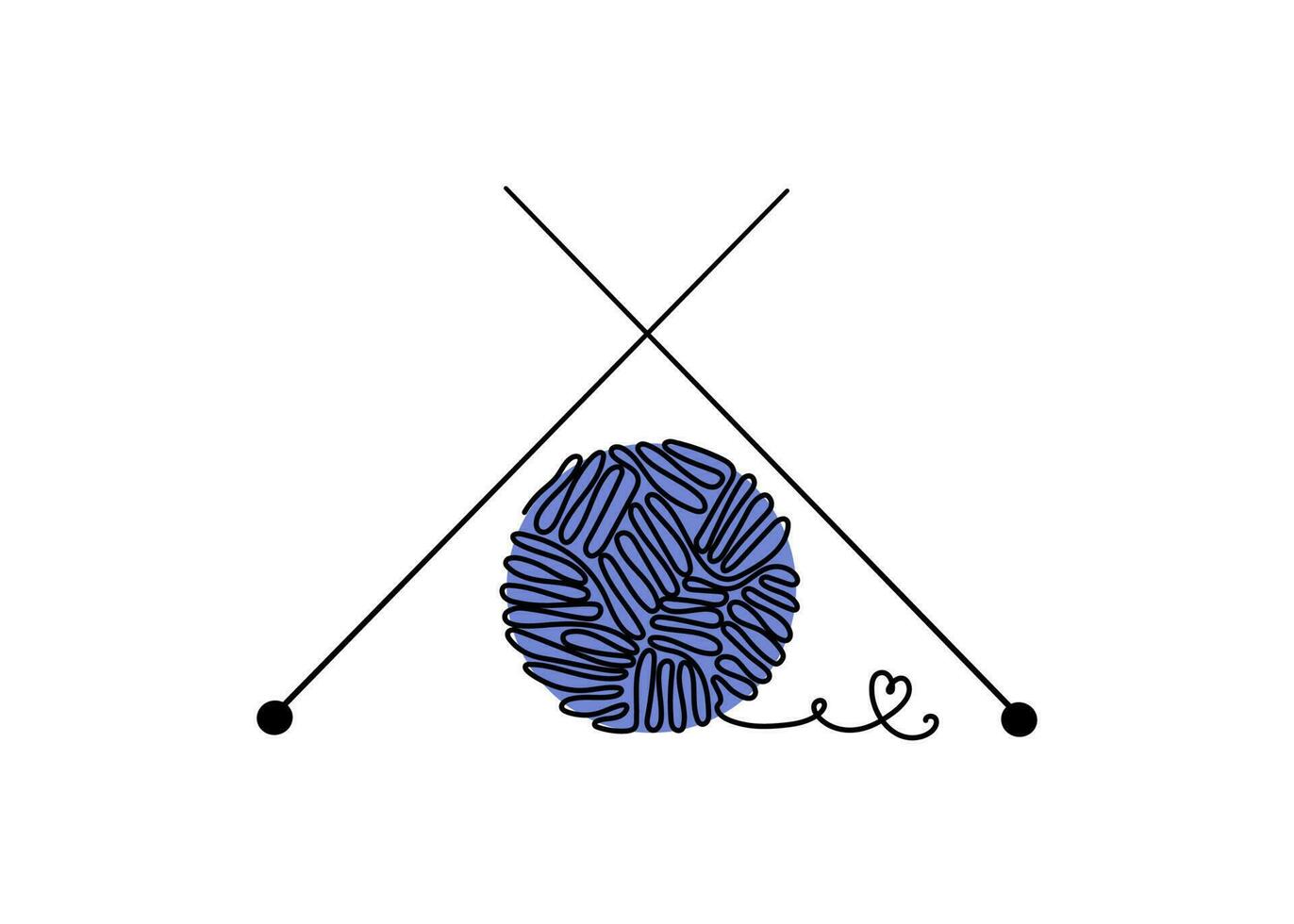 Strang von Gewinde, Ball von wolle. Nadeln zum Stricken. Hobbys. Gekritzel Stil. Logo, Stricken, Handarbeit unterzeichnen. Vektor Illustration. Hintergrund isoliert.