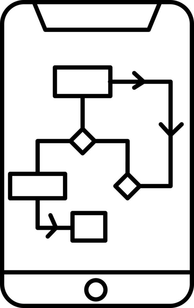 Algorithmus auf Smartphone Bildschirm Symbol im Linie Kunst. vektor