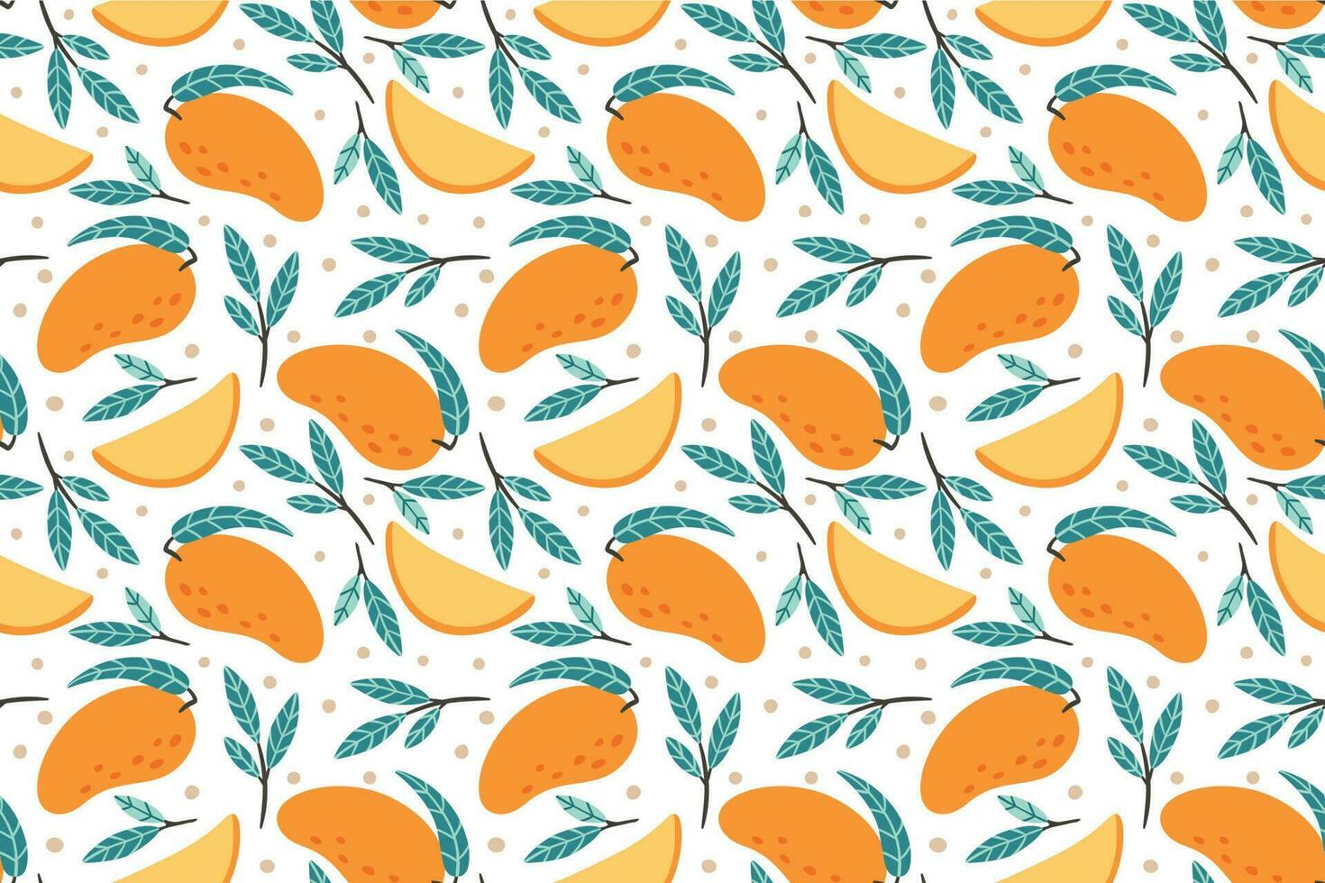 nahtlos Mango Muster. Hand gezeichnet Gekritzel Gourmet Süss Mangos Vektor Hintergrund Illustration