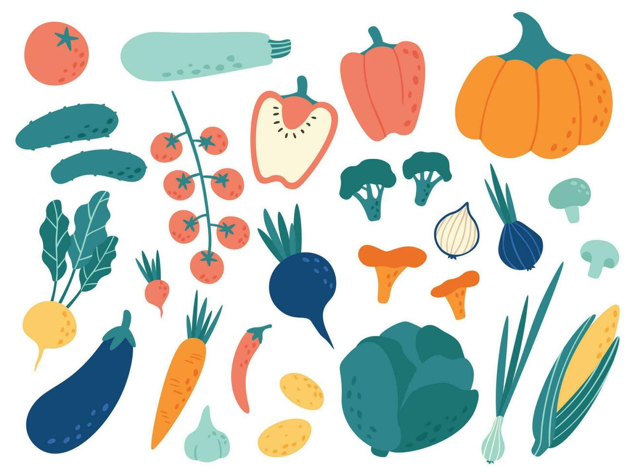 Hand gezeichnet Gemüse. Gemüse Ernährung Gekritzel, organisch vegan Essen und Gemüse Kritzeleien Vektor Illustration einstellen
