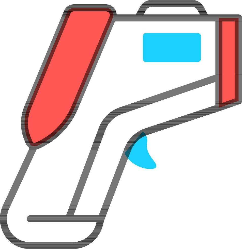 termometer pistol ikon i röd och vit Färg. vektor