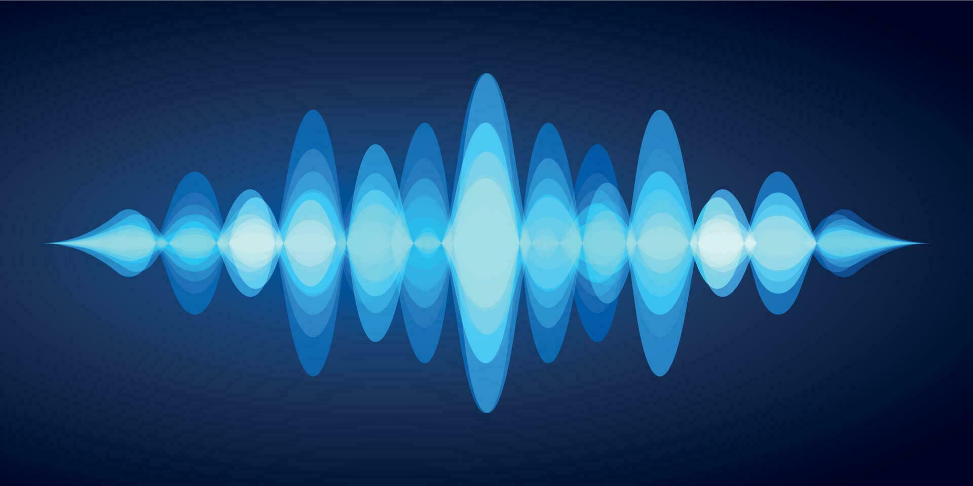 abstrakt Klang Welle. Blau Stimme Geräusche Wellenform Spektrum, Musik- Energie Vibrationen Equalizer und Stereo Analysator Vektor Illustration