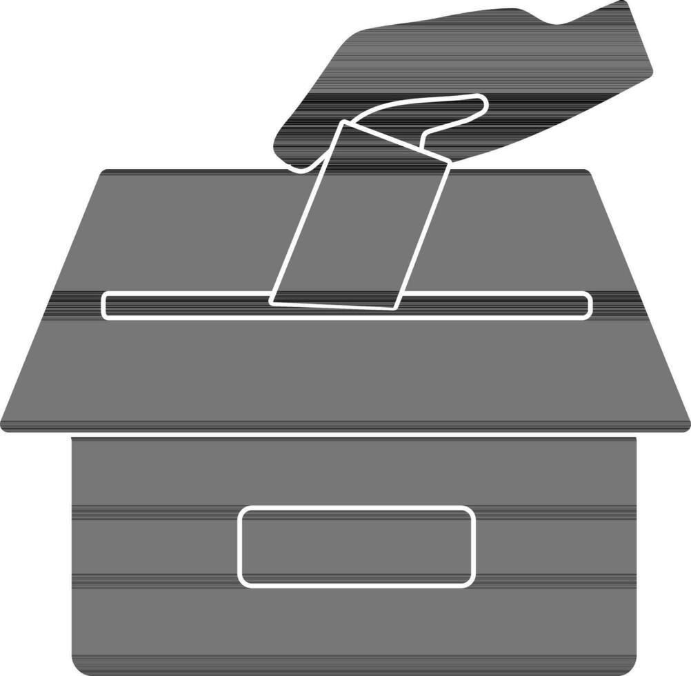 schwarz und Weiß Hand Putten Papier im Abstimmung Kasten. vektor