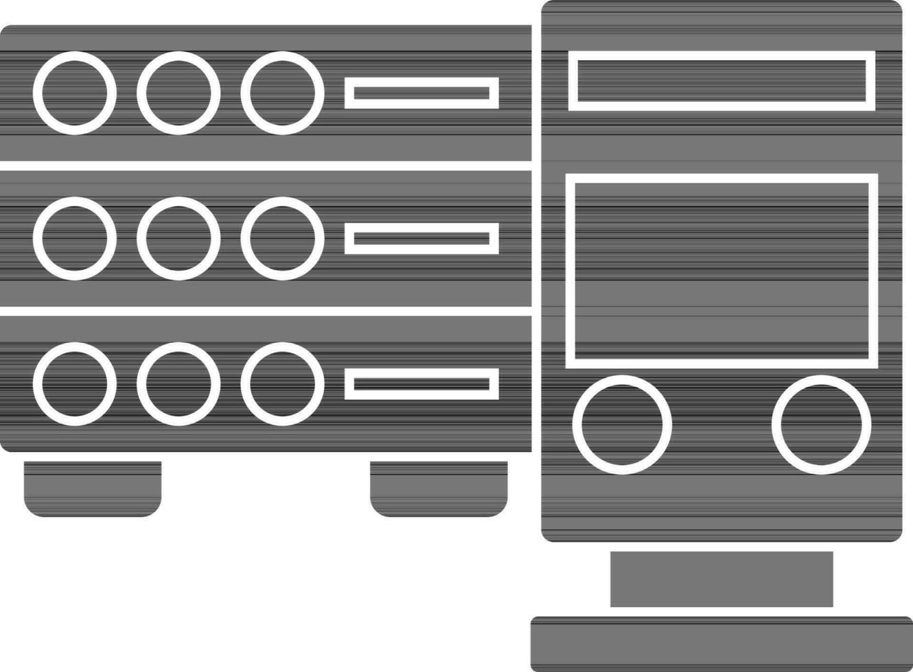 svart och vit illustration av server ikon. vektor