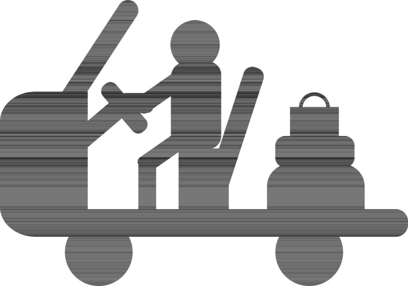 bagage bogsering fordon med service man glyf ikon. vektor