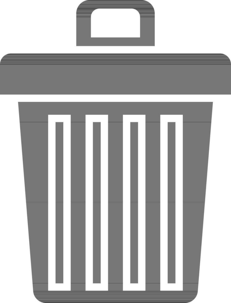 svart och vit illustration av soptunna ikon. vektor