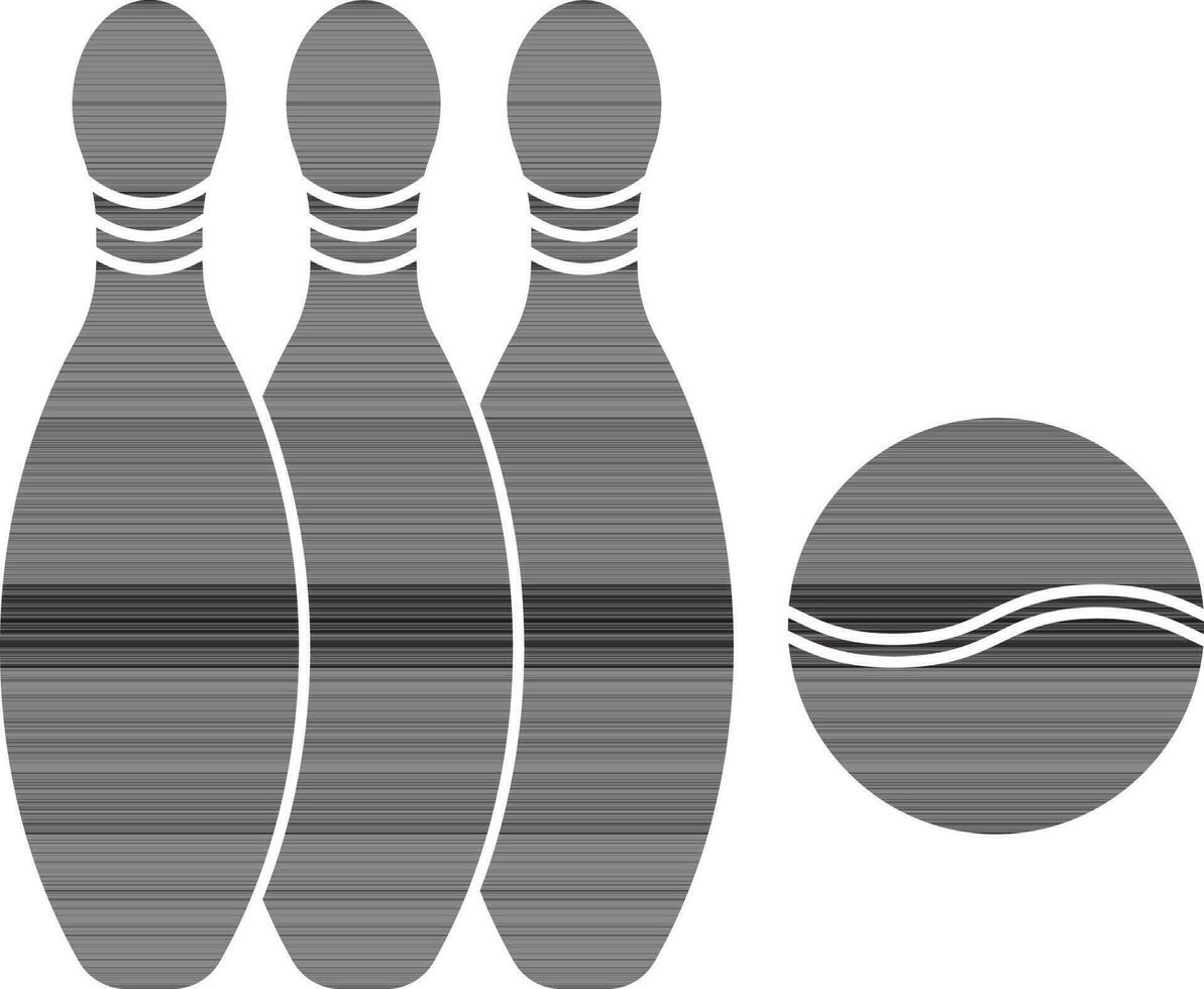 schwarz und Weiß Bowling Stift mit Ball. vektor