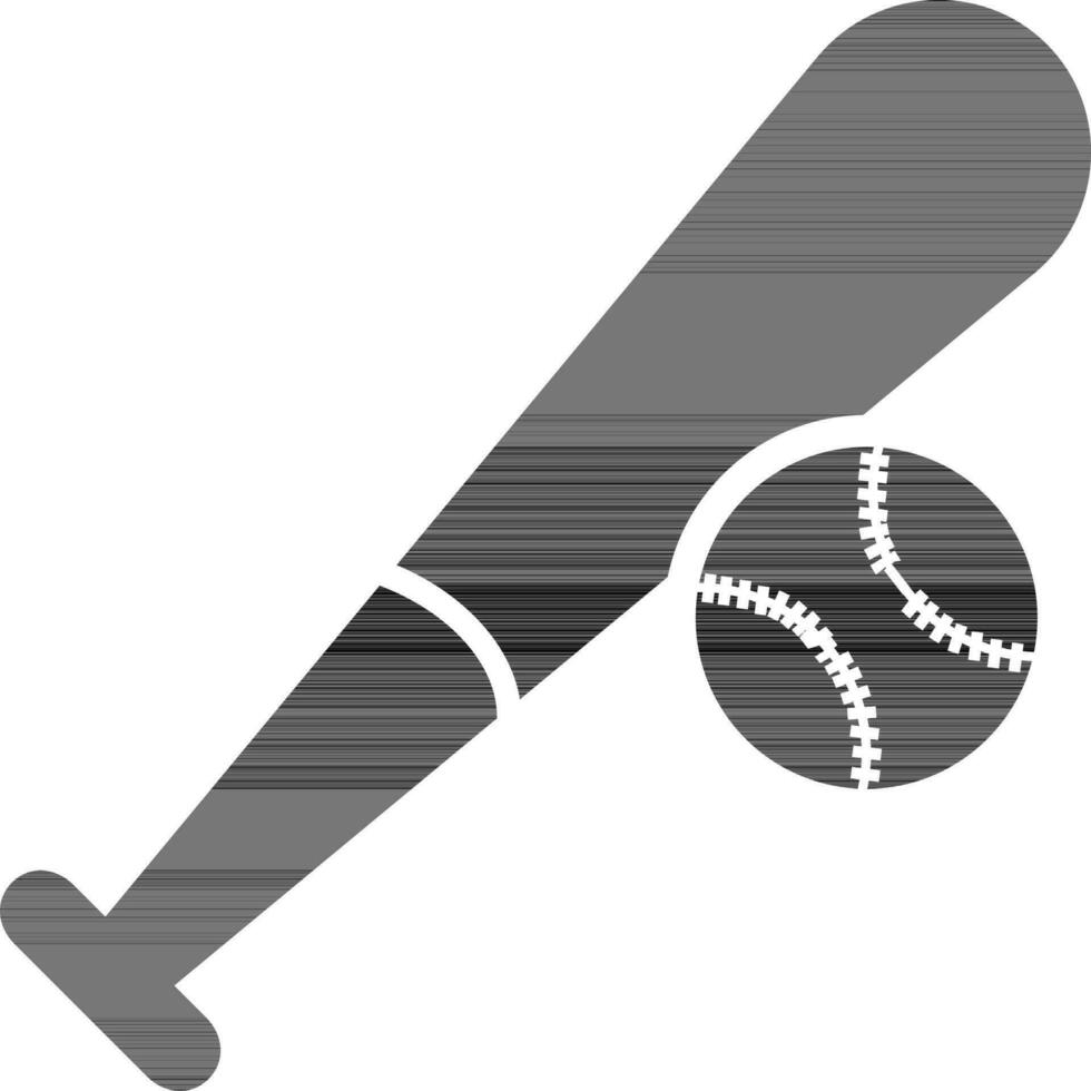 eben Stil Baseball mit Schläger im schwarz und Weiß Farbe. vektor
