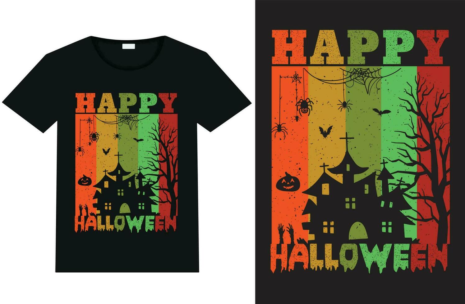 Lycklig halloween t-shirt design och mall vektor