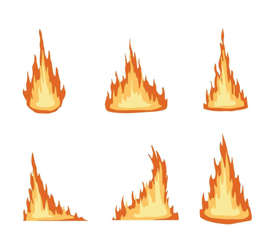 röd brand och orange flamma. lägereld element. värme och värma objekt. tecknad serie platt illustration. varm bål utrustning vektor