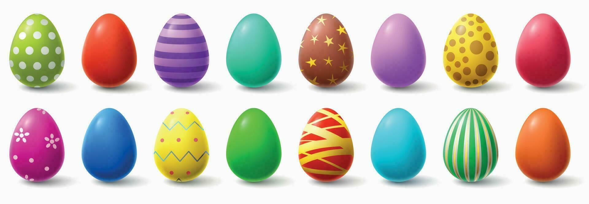 färgrik påsk ägg. Semester kyckling ägg dekor, påsk mönster realistisk isolerat vektor illustration uppsättning