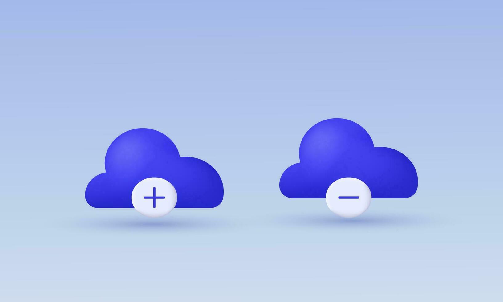 illustration kreativ moln uppsättning plus minus- 3d vektor ikon symboler isolerat på bakgrund