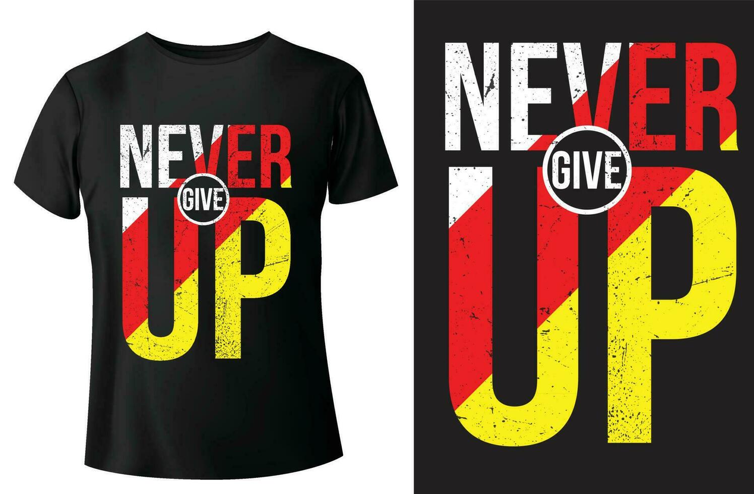 aldrig ge upp typografi slogan för t-shirt design och vektor-mall vektor