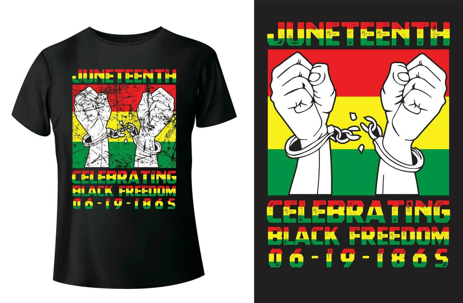19. Juni feiern schwarz Freiheit 1865 T-Shirt Design vektor