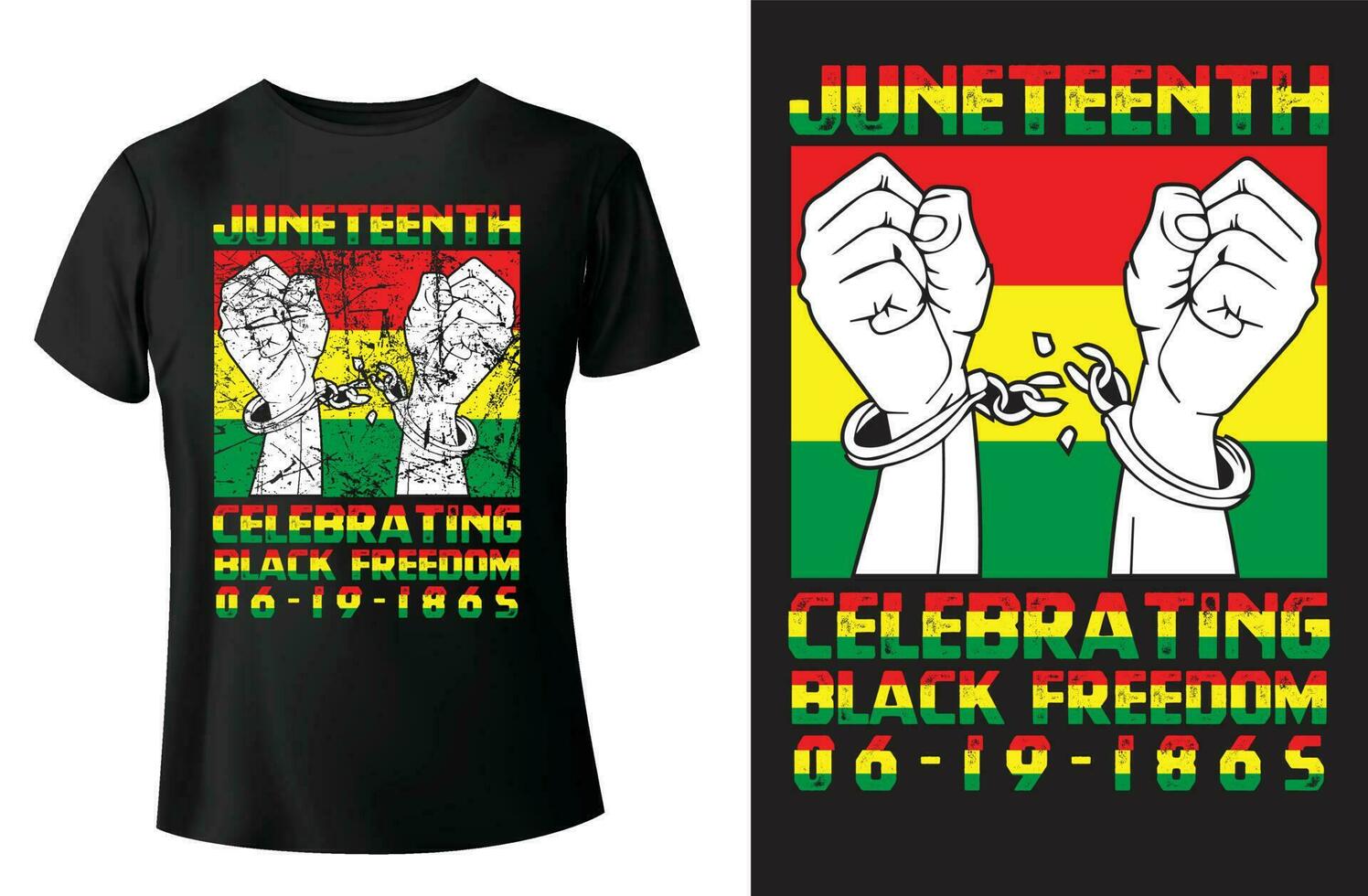 juni fira svart frihet 1865 t-shirt design vektor