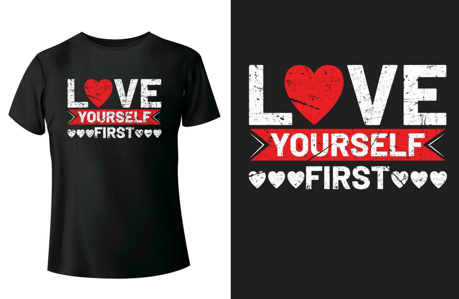 kärlek själv först typografi t-shirt design och vektor-mall vektor
