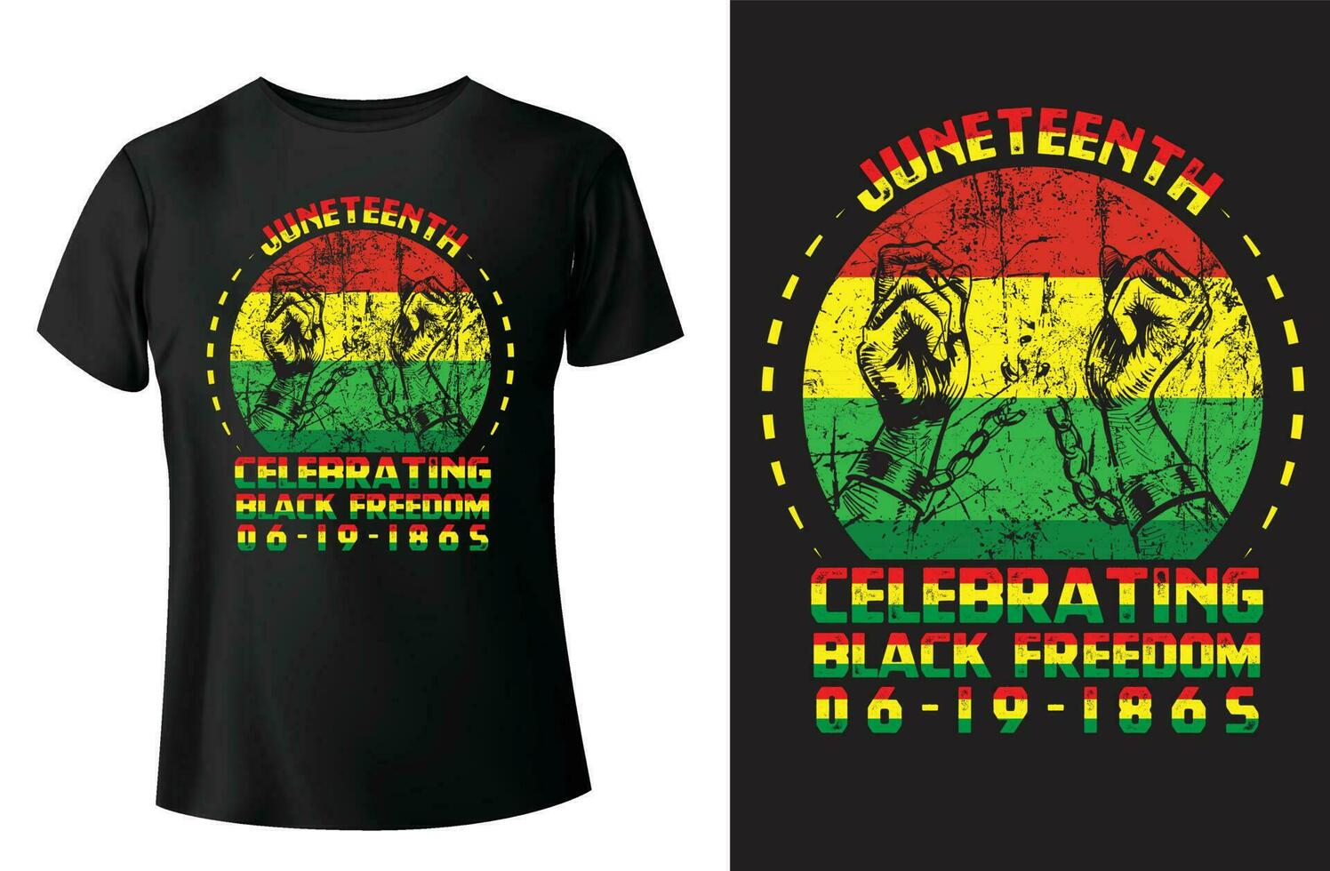 juni fira svart frihet 1865 t-shirt design och vektor illustration
