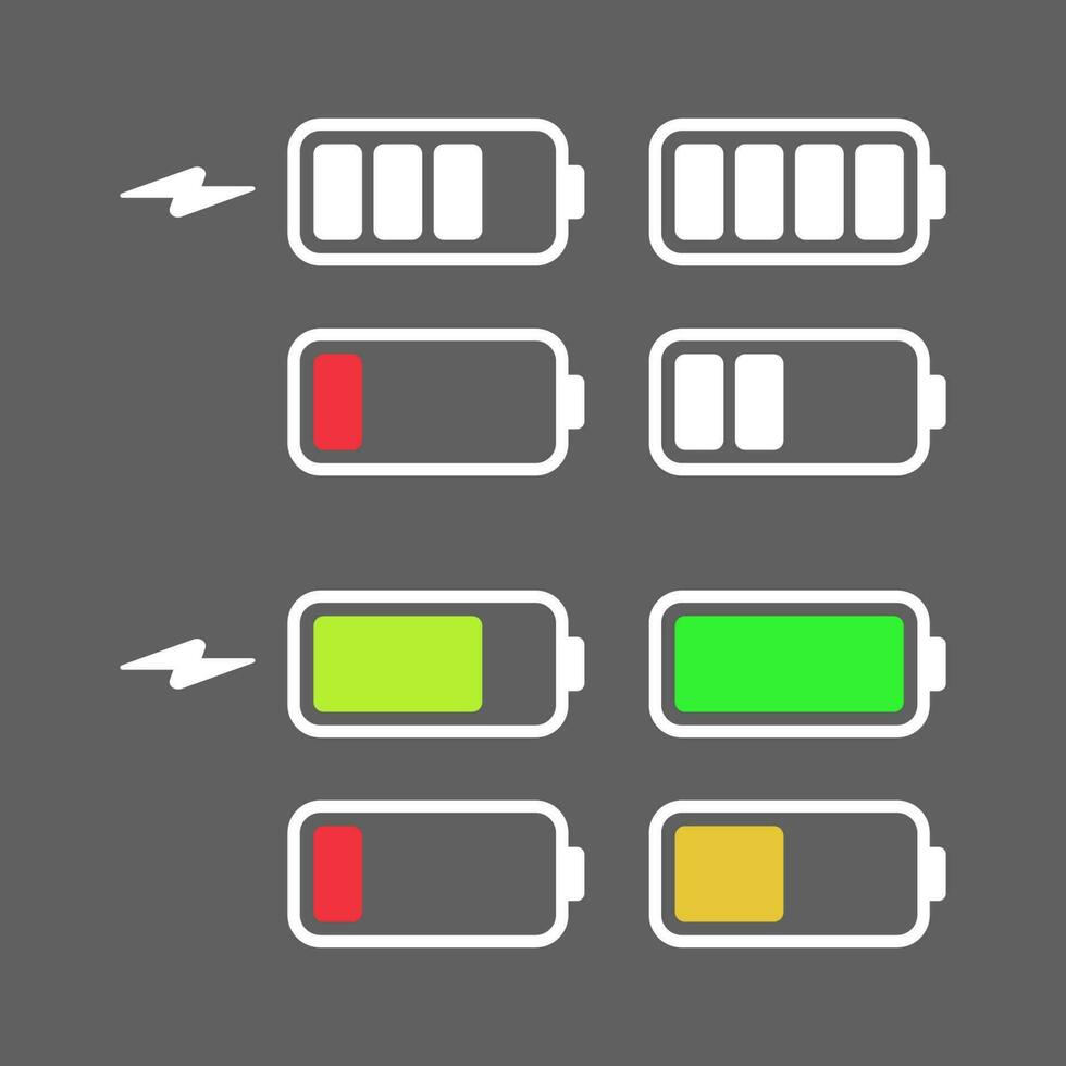 batteri laddning och nivå indikator begrepp illustration, glyf, och platt ikon uppsättning design. redigerbar vektor eps10