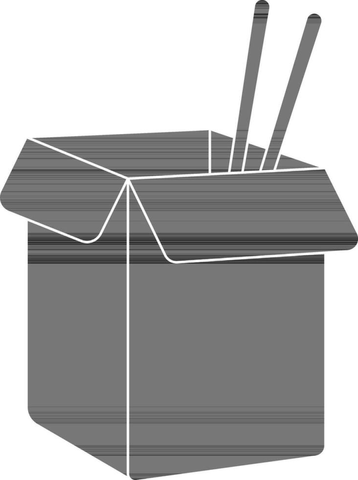 schwarz und Weiß Essen Box mit Stäbchen. vektor