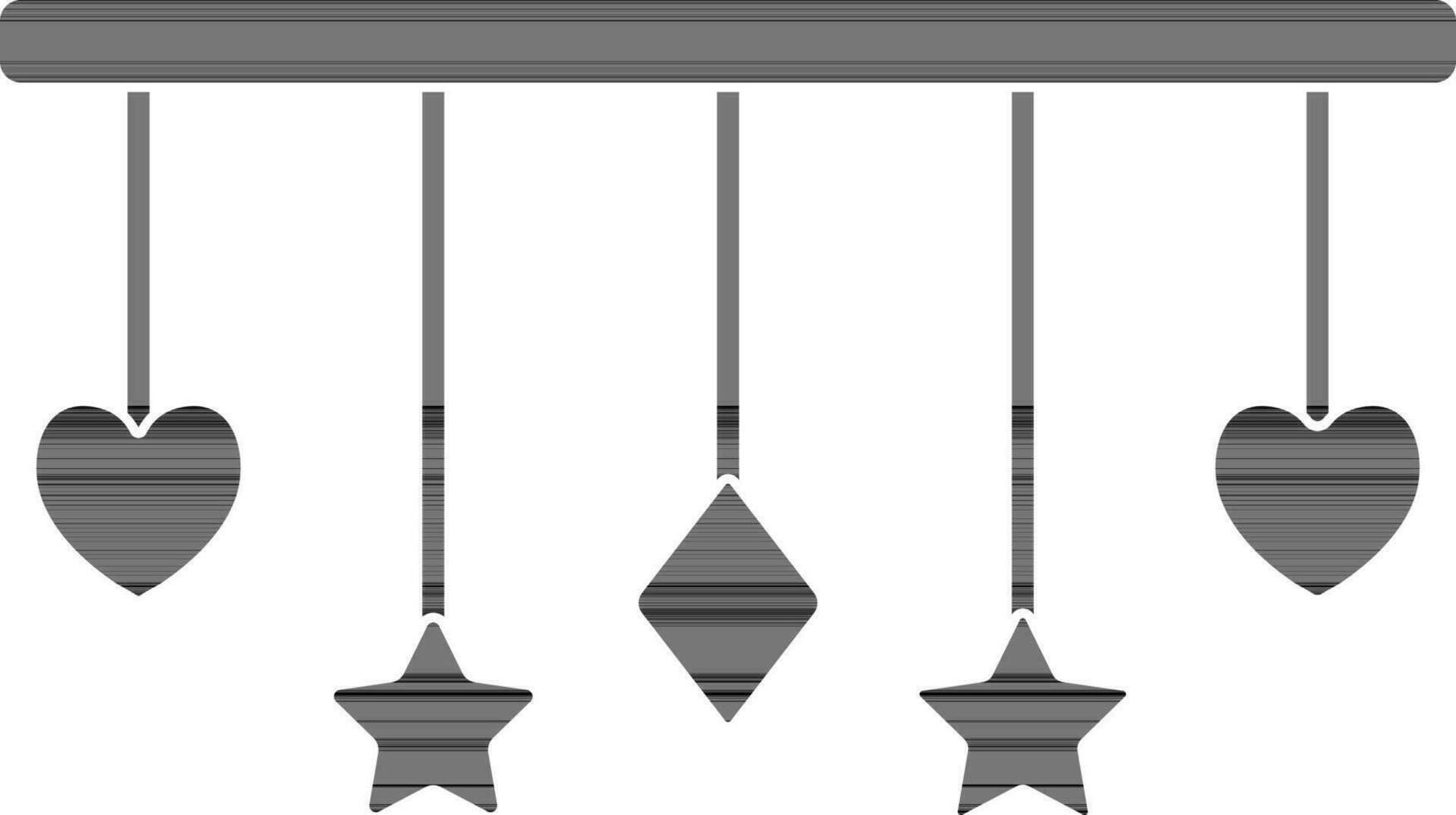schwarz und Weiß Wind Glockenspiel im eben Stil. vektor