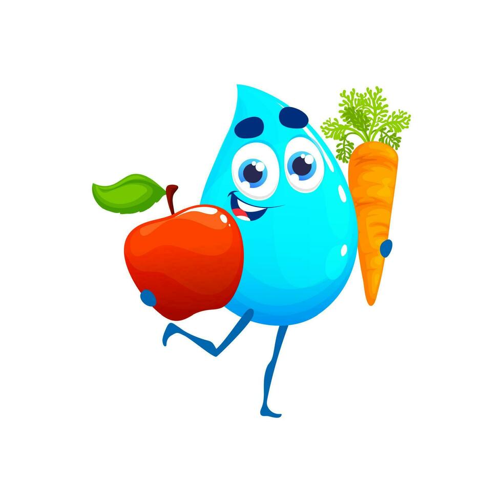 Karikatur glücklich Wasser fallen Charakter mit Gemüse vektor