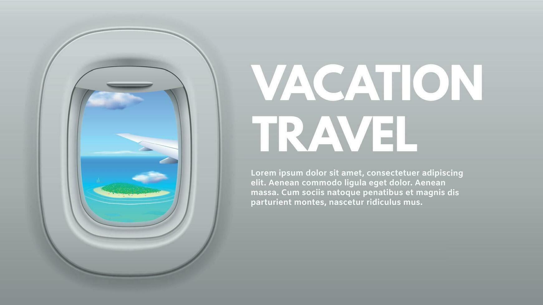 flygplan porthål se. resa flygplan vinge i fönster, resande luft plan och semester reser begrepp vektor illustration