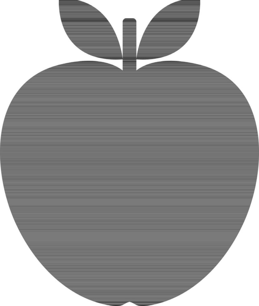 silhuett av ett äpple med löv i svart Färg. vektor