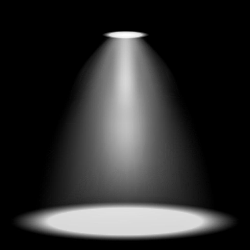 spotlights lysande på mörk bakgrund, vektor illustration