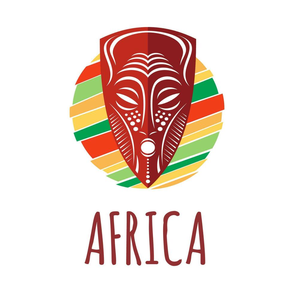 Afrika Symbol, Emblem mit afrikanisch Stamm Ritual Maske vektor