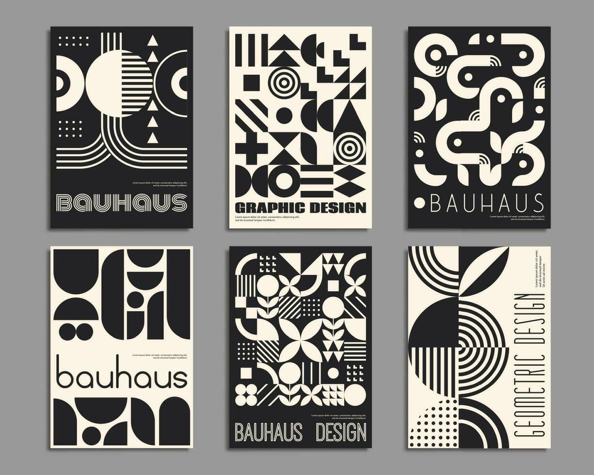 einfarbig Bauhaus Poster, geometrisch Muster vektor