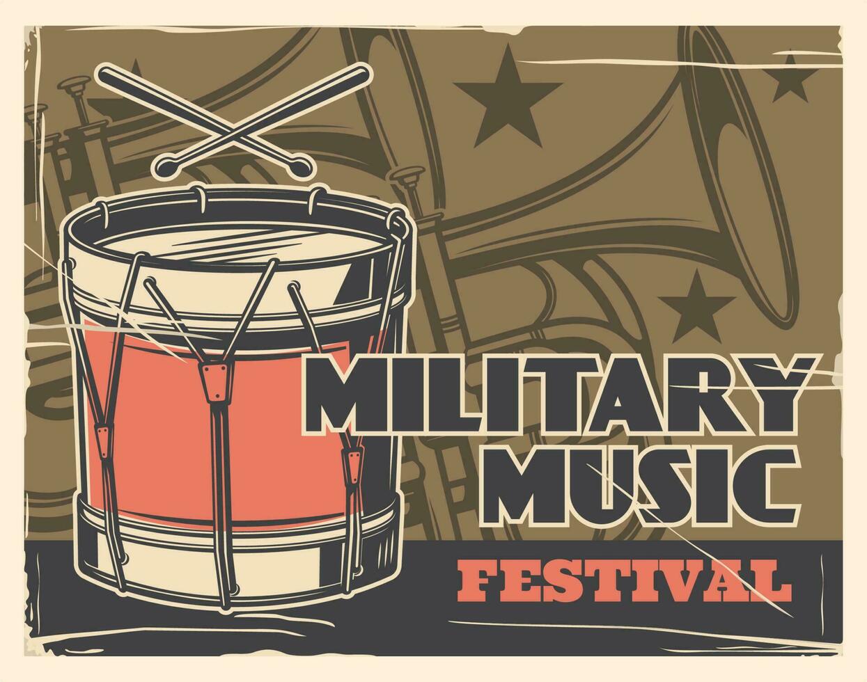 musik festival, militär band armén parad affisch vektor