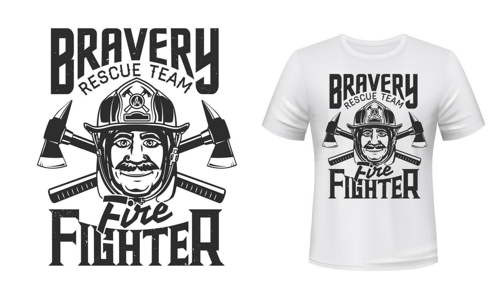 Feuerwehrmann T-Shirt drucken von Feuerwehrmann, Helm, Achsen vektor