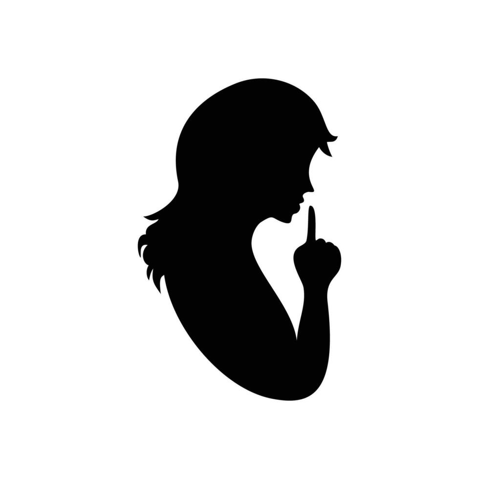 tyst ikon design. kvinna silhuett tecken och symbol. vektor