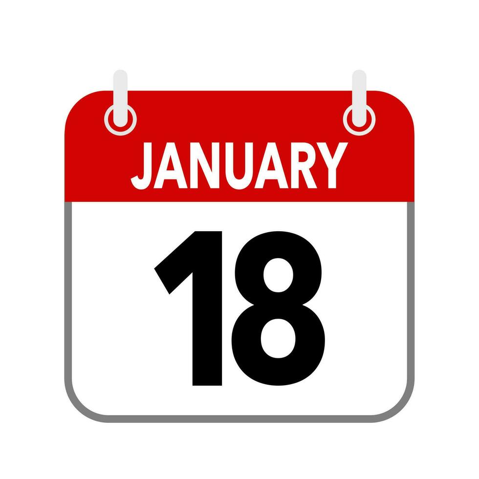 18 januari, kalender datum ikon på vit bakgrund. vektor