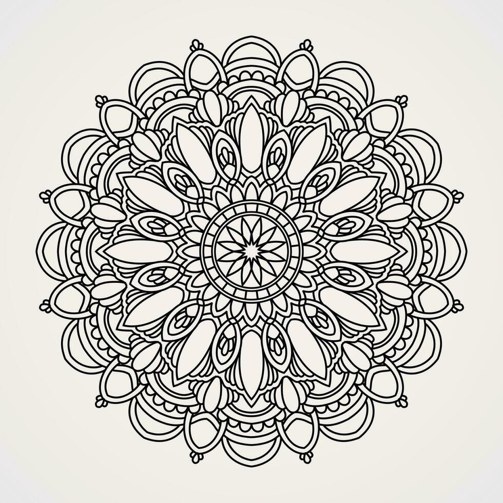 svartvit mandala dekorativ med blomma prydnad. lämplig för henna, tatueringar, färg böcker. islam, hindu, buddha, Indien, Pakistan, kinesiska, arab vektor