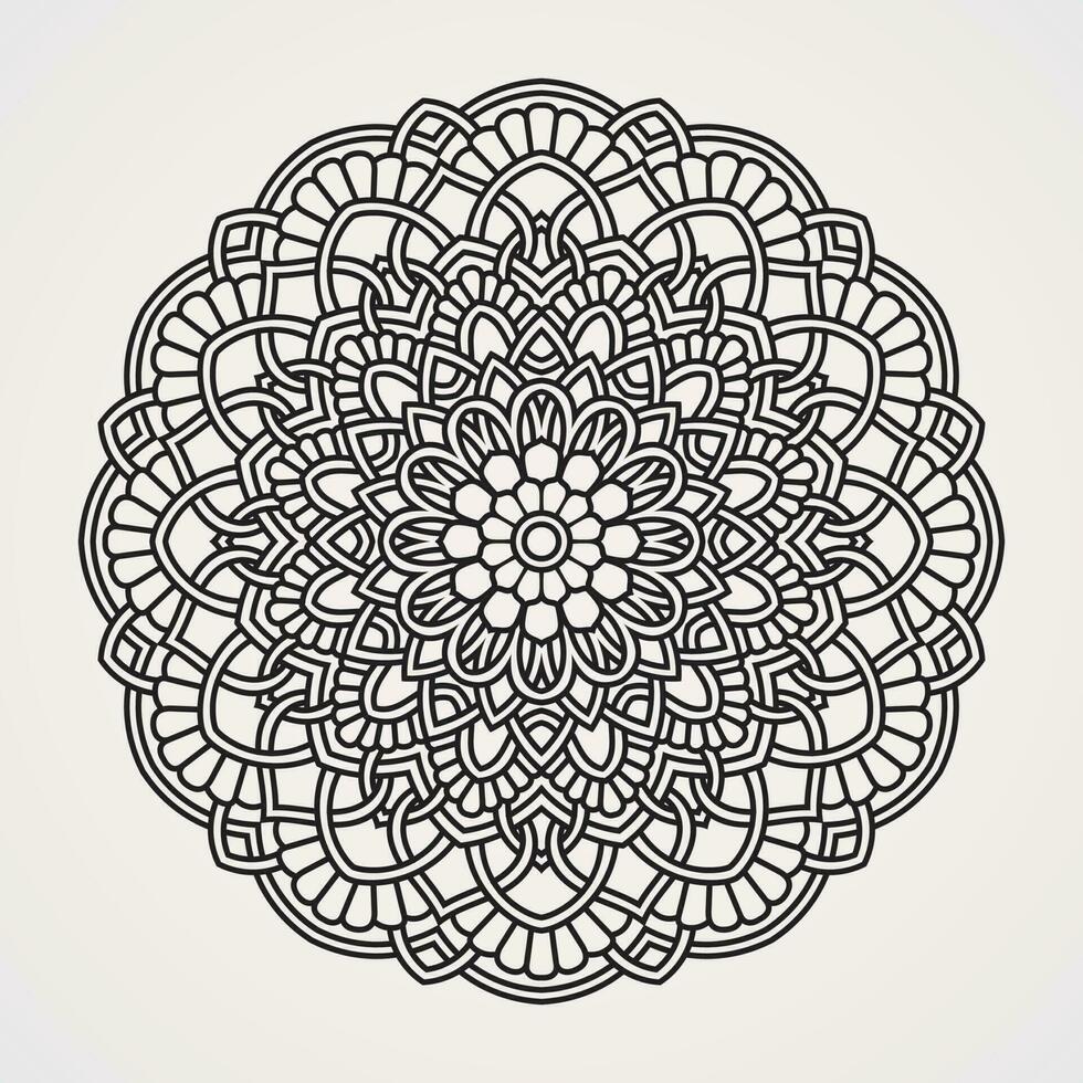 symmetrisk mandala med kontinuerlig rader. lämplig för henna, tatueringar, foton, färg böcker. islam, hindu, buddha, Indien, Pakistan, kinesiska, arab vektor