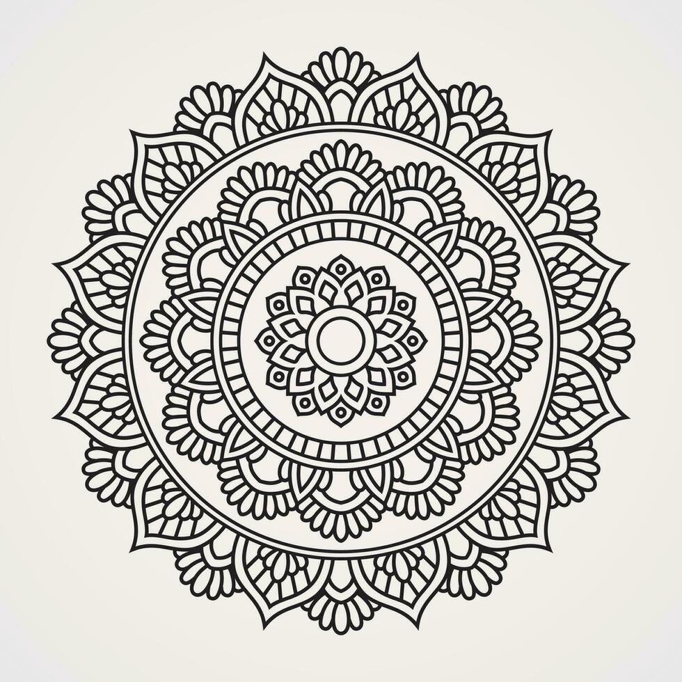 cirkulär prydnad i de form av en blomma mandala.lämplig för henna, tatueringar, foton, färg böcker. islam, hindu, buddha, Indien, Pakistan, kinesiska, arab vektor