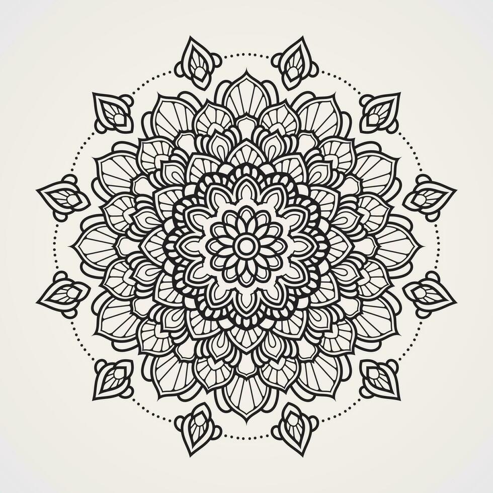 Zier Mandala symmetrisch kreisförmig Blume Form. geeignet zum Henna, Tätowierungen, Fotos, Färbung Bücher. Islam, Hindu, Buddha, Indien, Pakistan, Chinesisch, arabisch vektor