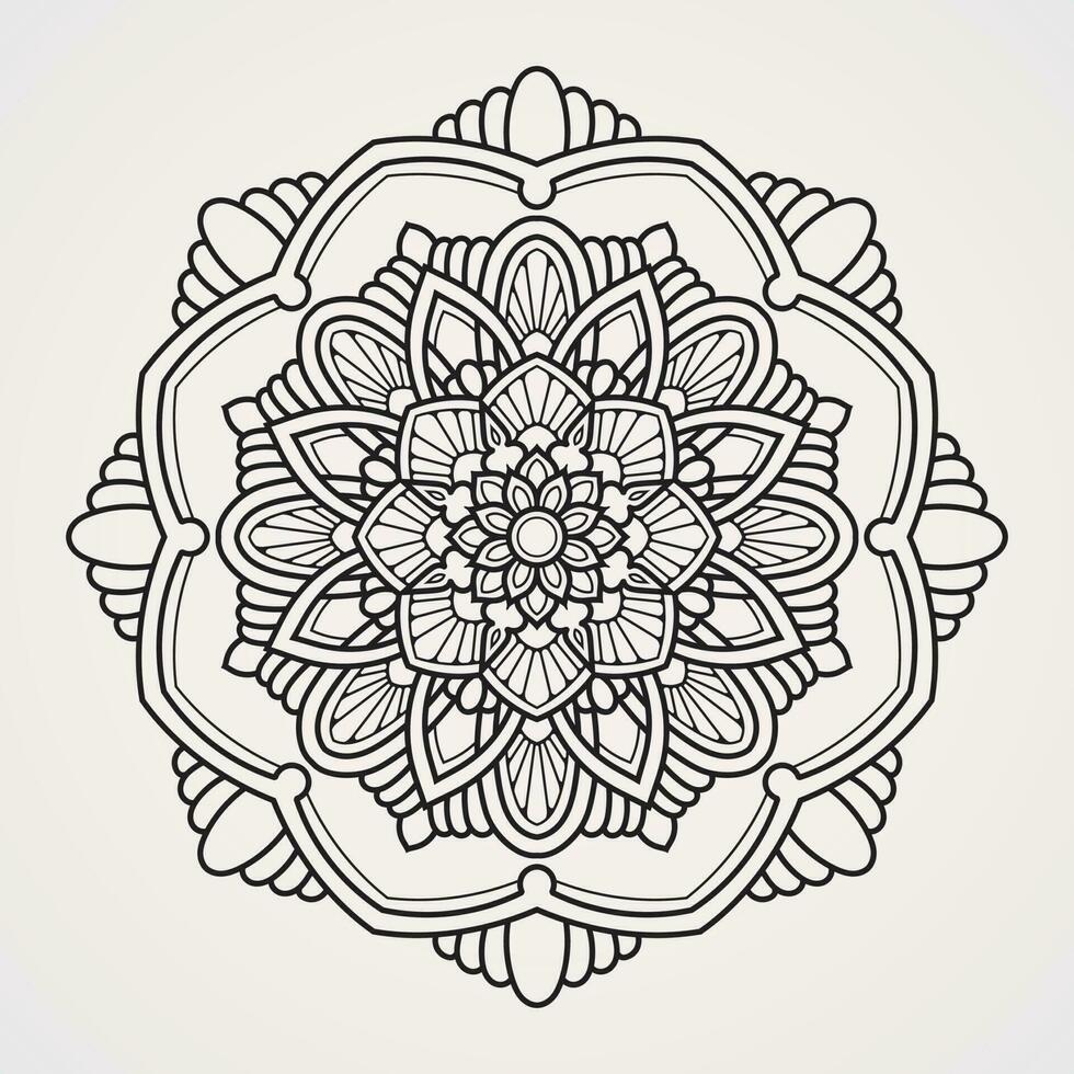 hexagonal mandala blandning av blommor med ornament. lämplig för henna, tatueringar, foton, färg böcker. islam, hindu, buddha, Indien, Pakistan, kinesiska, arab vektor