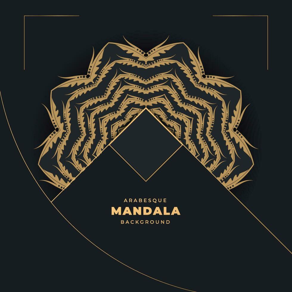 Gold und schwarz Zier Mandala Design Hintergrund, Luxus Mandala mit abstrakt Hintergrund. dekorativ Mandala Design zum Karten, Abdeckungen, Poster, Drucke, Banner, Broschüren, Einladung vektor