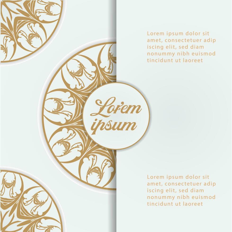 Luxus Mandala Design mit Gold Farbe, Vektor Mandala Blumen- Muster mit Weiß Hintergrund