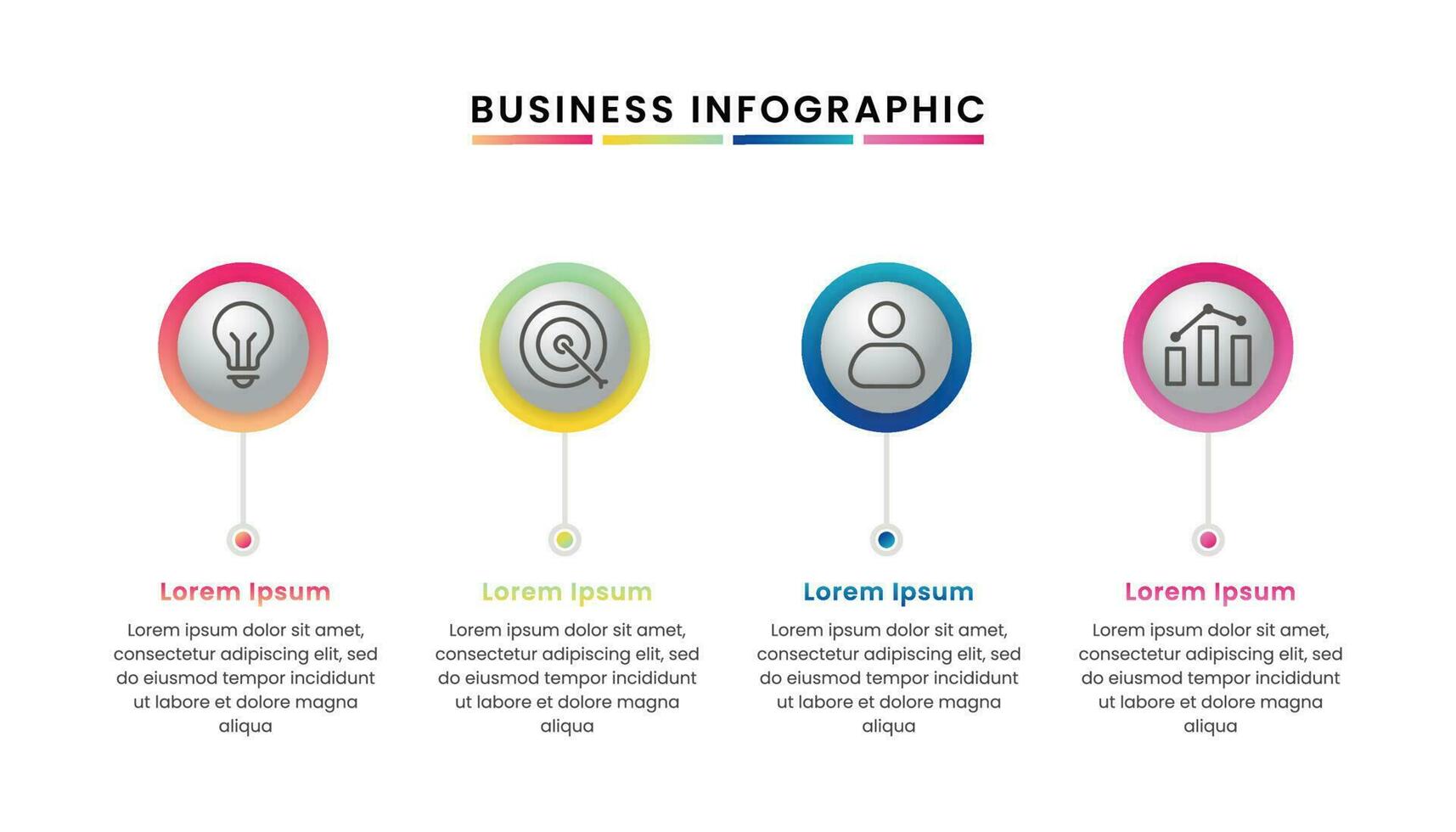 Geschäft Infografik Vorlage Design mit vier Optionen oder Schritte und Symbole. vektor