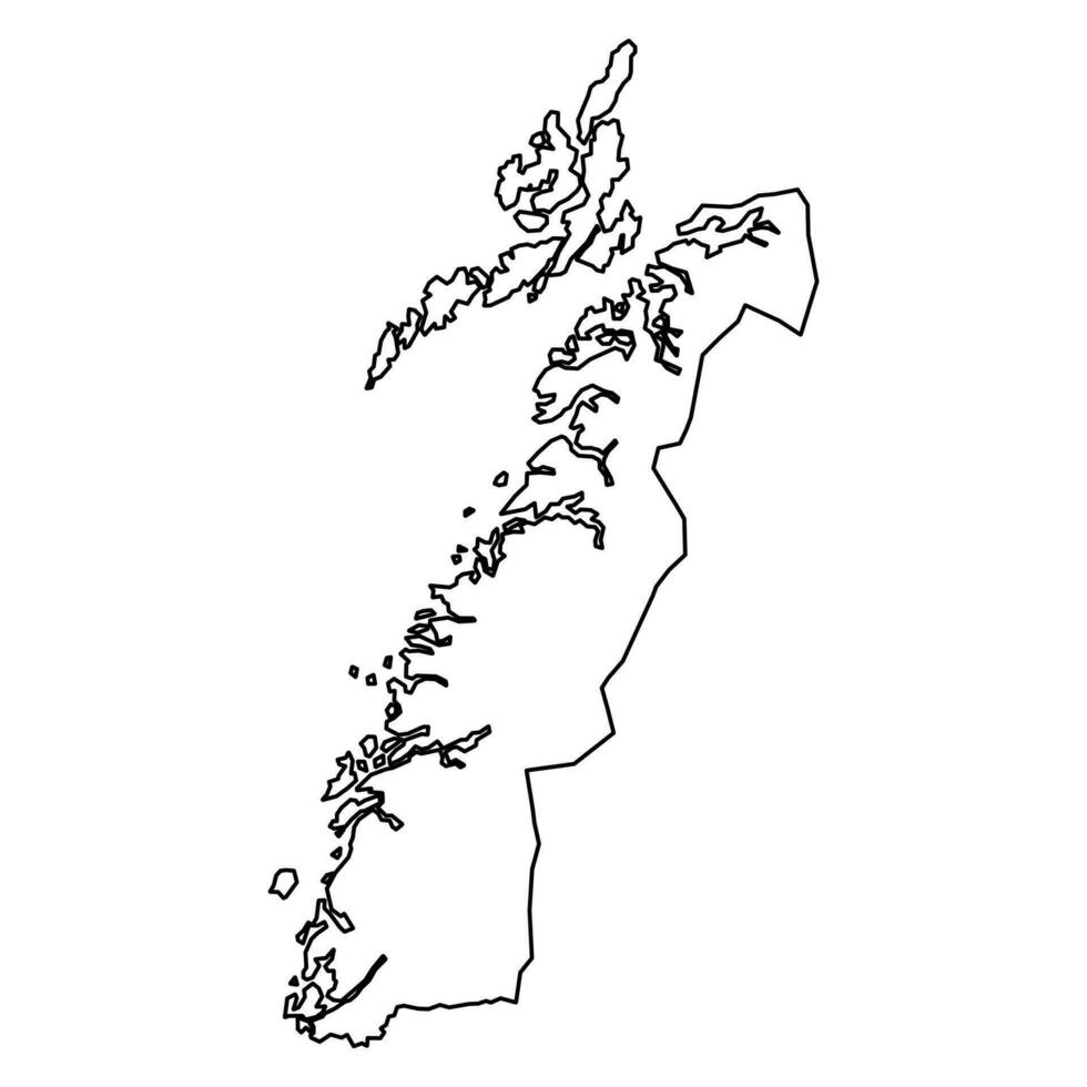 Nordland Bezirk Karte, administrative Region von Norwegen. Vektor Illustration.