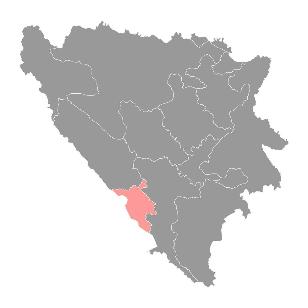 väst herzegovina kanton Karta, administrativ distrikt av federation av bosnien och hercegovina. vektor illustration.