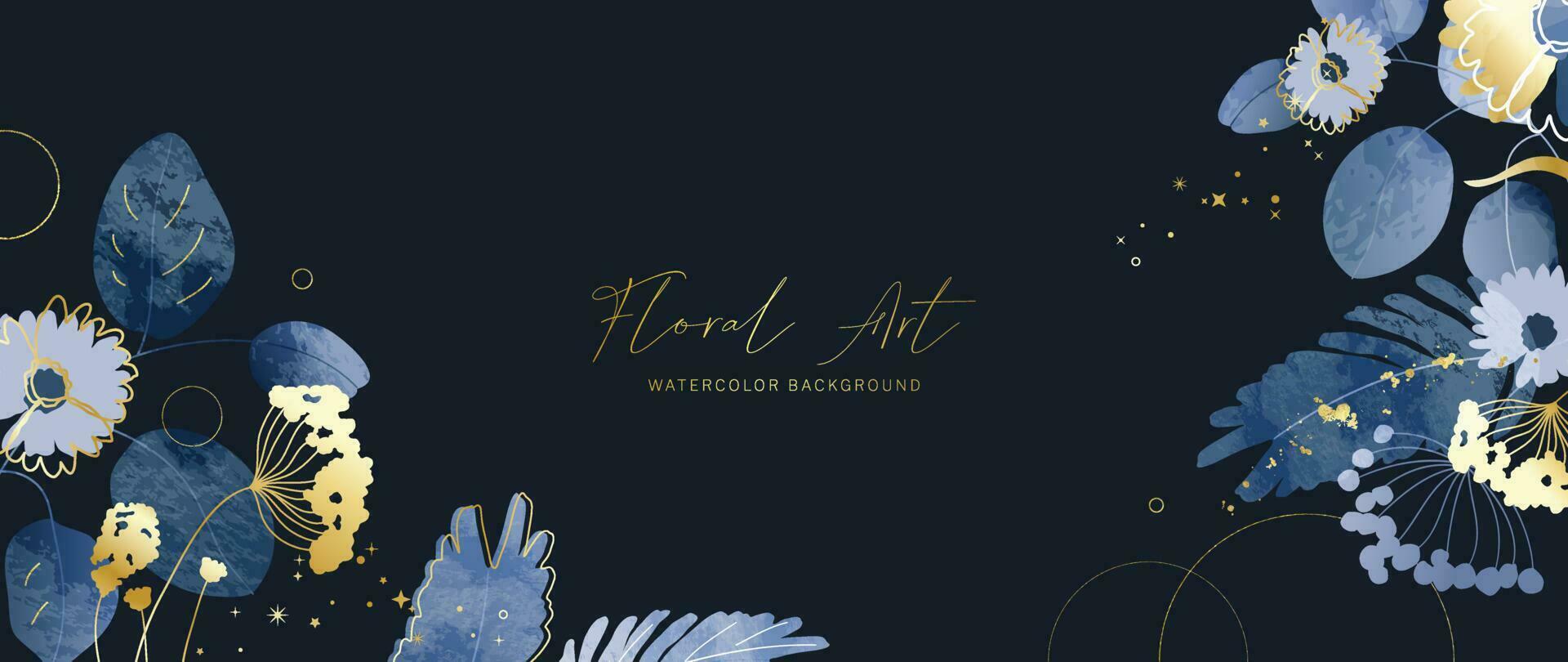 Luxus botanisch Kunst Hintergrund Vektor. Aquarell Hand gezeichnet Blatt Geäst, Blume, Indigo, Blau. Design Illustration zum Hintergrund, Banner, drucken, Poster, Abdeckung, Gruß und Einladung Karte. vektor